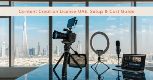 Content Creation License professional content creator studio setup in UAE with camera and recording equipment