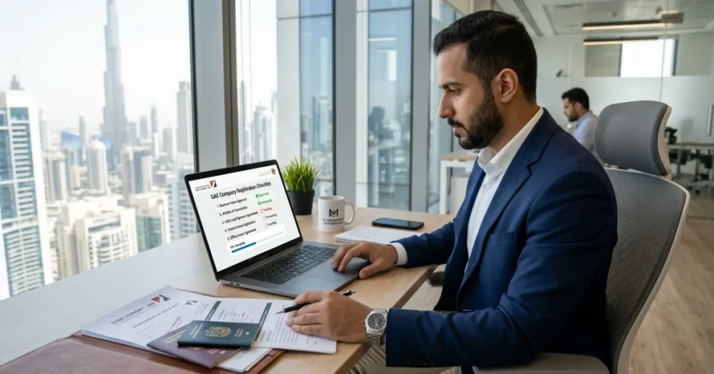 Step-by-step process of obtaining a Dubai AI License with business registration and documentation workflow