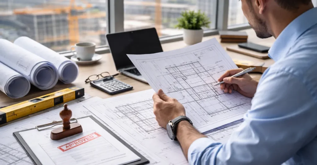 Dubai Fit-out License approvals with construction plans and regulatory compliance documents