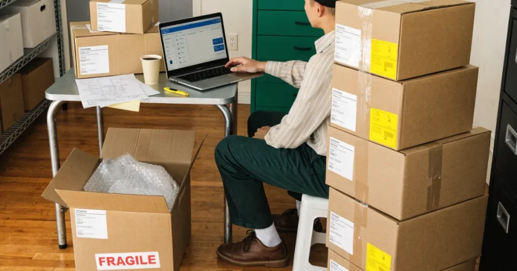 E-commerce License in UAE showing online selling, order fulfillment, and startup business operations