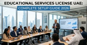 Educational Services License UAE – modern training institute classroom setup in Dubai