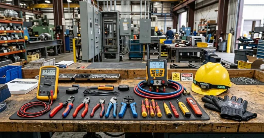 Electrical Maintenance Firm tools and equipment used for AC repair and electrical services