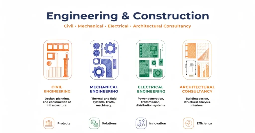 Types of Engineering Consultancy License in UAE including civil, electrical, and architectural services