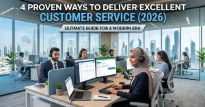 Excellent Customer Service in UAE modern support team handling customer interactions professionally