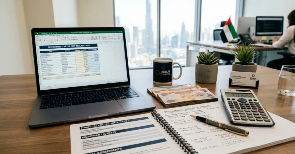 Food Business License Dubai cost breakdown with startup budget and financial planning