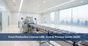 Food Production License UAE – modern food manufacturing facility with hygienic production line