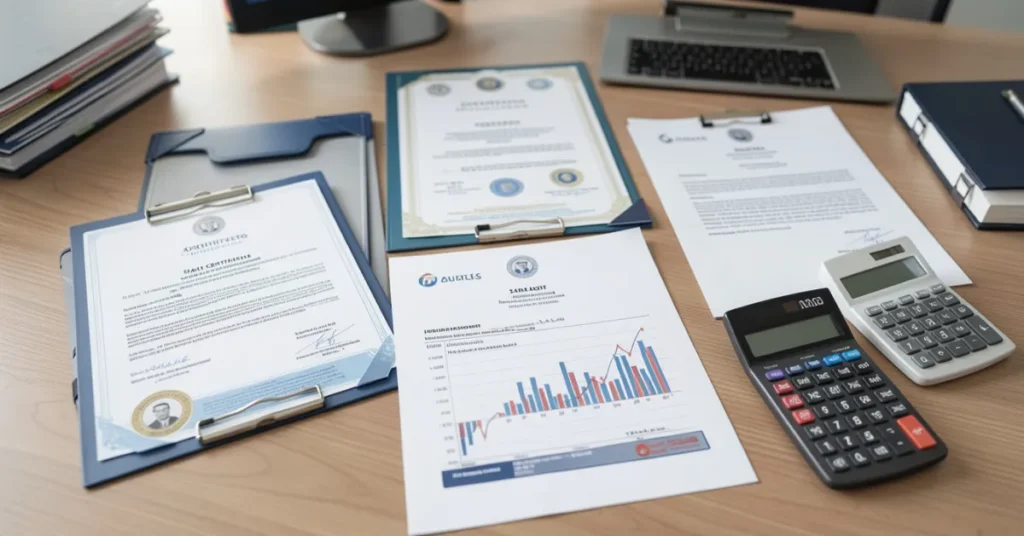 Golden Visa for auditors cover image showing UAE auditor with visa approval and financial documents