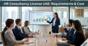 HR Consultancy License UAE showing HR advisory services, workforce planning, and consulting business operations