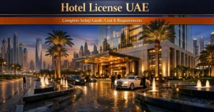 Hotel License UAE – luxury hotel exterior with premium hospitality setup in UAE