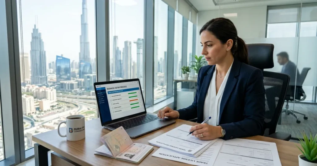 Step by step IT Consultancy Setup process in Dubai business registration and licensing concept
