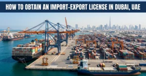 Import-Export License in Dubai showcasing global trade operations and logistics hub environment