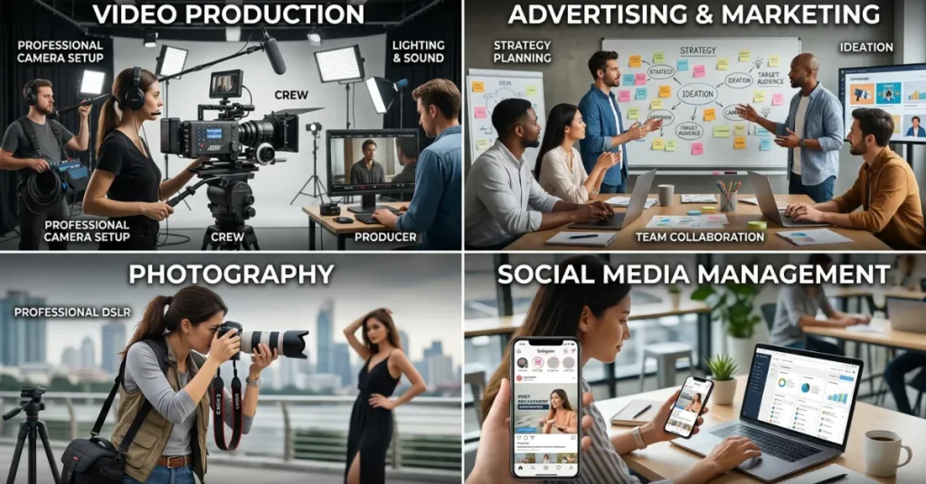 Media License UAE different media business activities including advertising, production, and content creation.