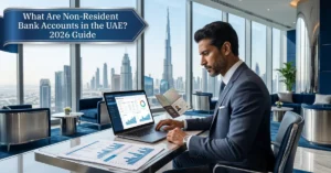 Non-Resident Bank Accounts UAE cover image showing international banking setup and Dubai financial services environment