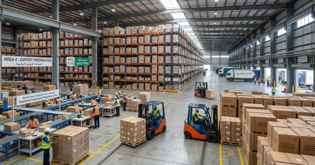 Packaging License UAE warehouse showing logistics, storage, and export-ready packaged goods