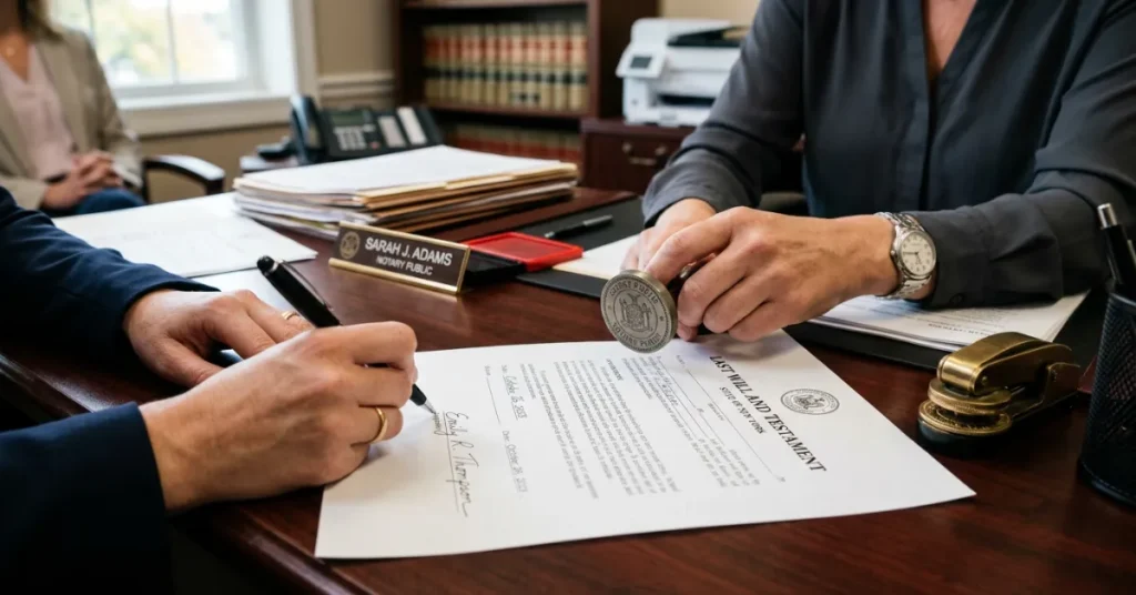 Power of Attorney notarization process with official documents and signature