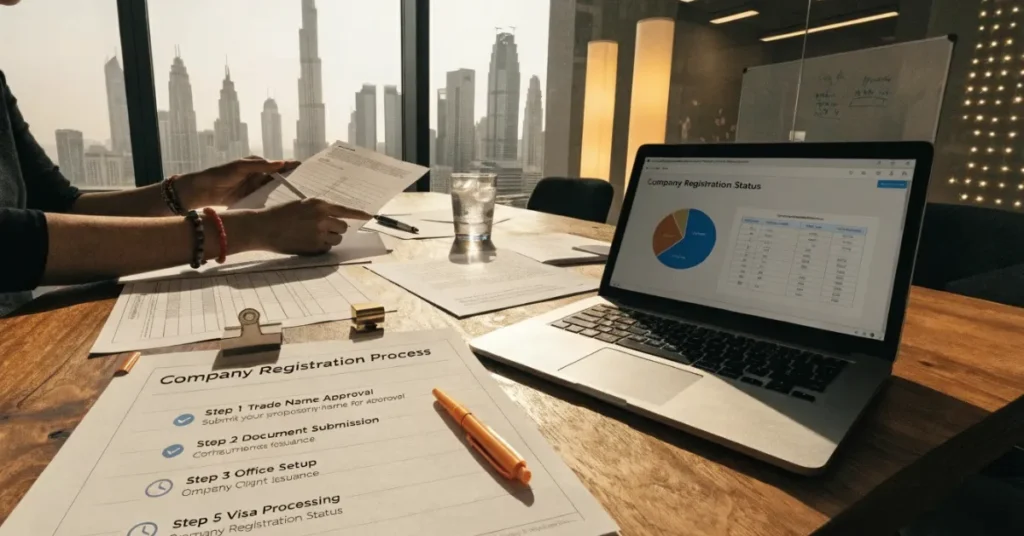 Project Management License application process in Dubai with business registration steps and documentation