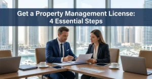 How to get a Property Management License in UAE with Dubai skyline and professional real estate consultation