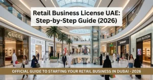 Retail Business License UAE showing modern shopping mall environment and retail market growth in UAE