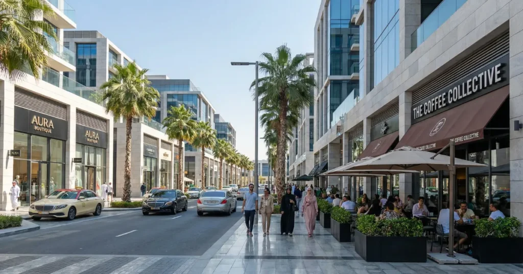 Different types of retail space in Dubai including high street shops and boutique storefronts