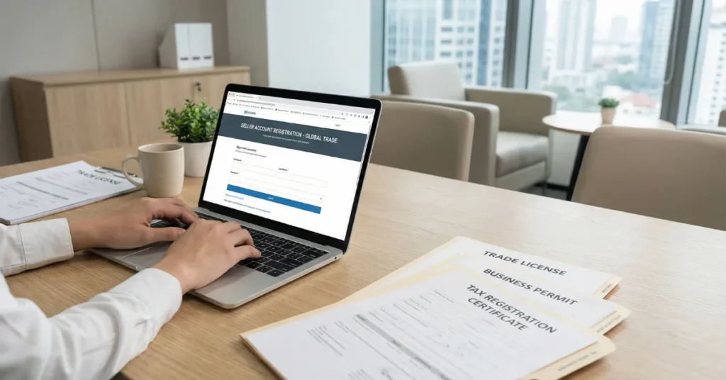 Sell on noon registration process with business setup documents and seller account onboarding in UAE