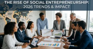 Social Entrepreneurship global business team working on impact-driven strategy