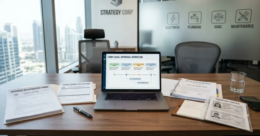 Technical Services Company legal setup documents and license approval process for business registration in 2026