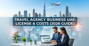 Travel Agency Business in UAE with tourism planning and global travel concept