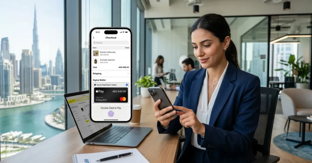 UAE Consumer Trends digital commerce image showing mobile shopping and online payment usage in Dubai