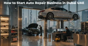 Auto Repair Business in Dubai UAE professional garage setup with luxury vehicle maintenance workshop