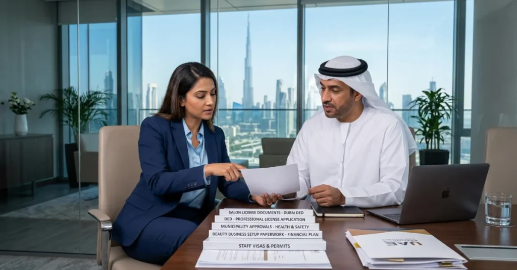 Beauty Salon in UAE licensing process with salon registration and municipality approval consultation