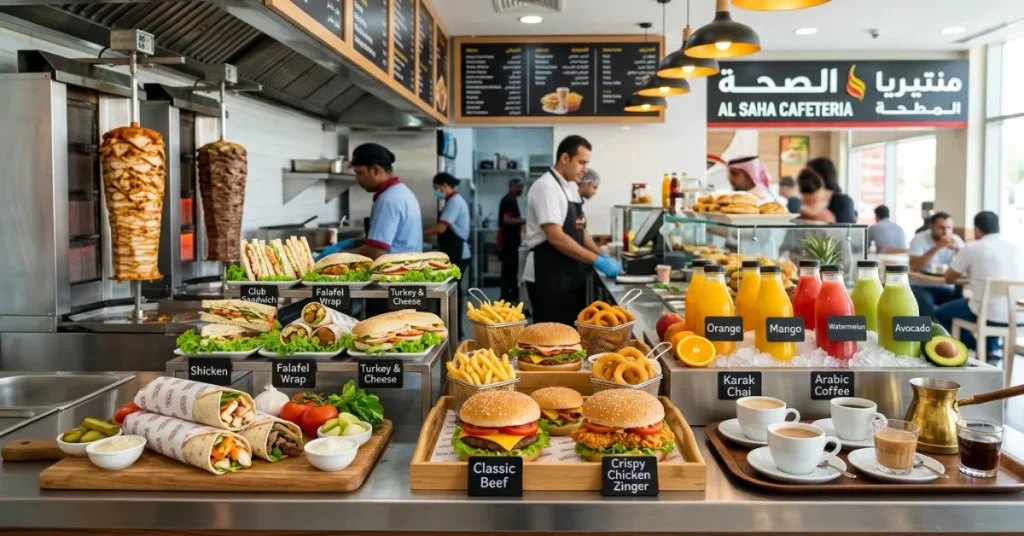 Cafeteria Business in UAE food menu variety fast food cafeteria setup UAE snacks and beverages