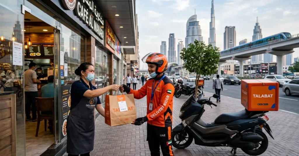 Cafeteria License UAE food delivery service with takeaway orders and online business operations