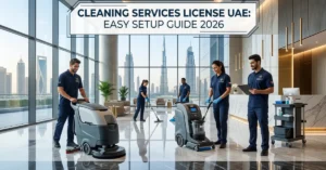 Cleaning Services License UAE professional commercial cleaning company setup in Dubai corporate office environment