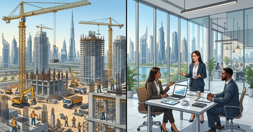 Construction Company Setup comparison between UAE mainland and free zone business options