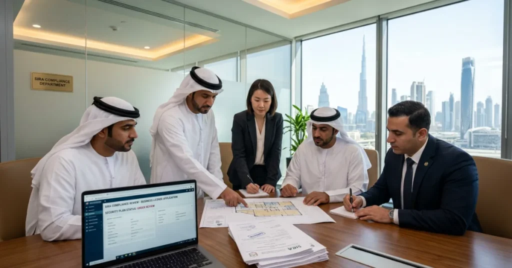Security Services License UAE approval process with SIRA compliance and business licensing documentation