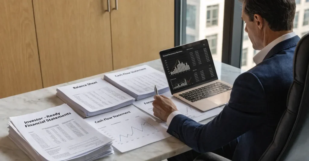 Accounting documentation and financial records prepared for investor due diligence and fundraising activities.