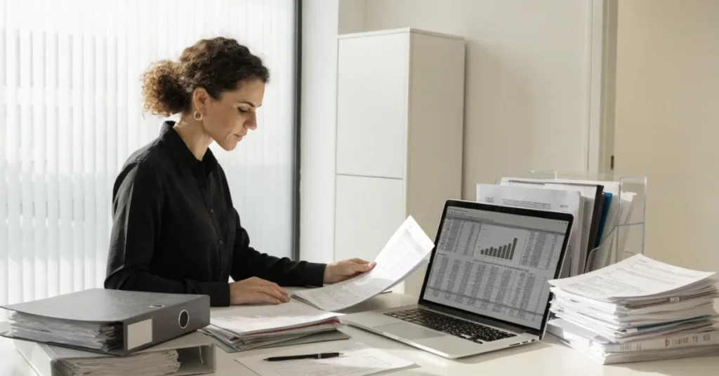 Audit Preparation process with organized financial documents, compliance records, contracts, and audit files ready for review.