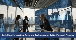 Cash-Flow Forecasting dashboard displaying projected cash inflows, expenses, liquidity analysis, and financial planning insights in a modern corporate environment.