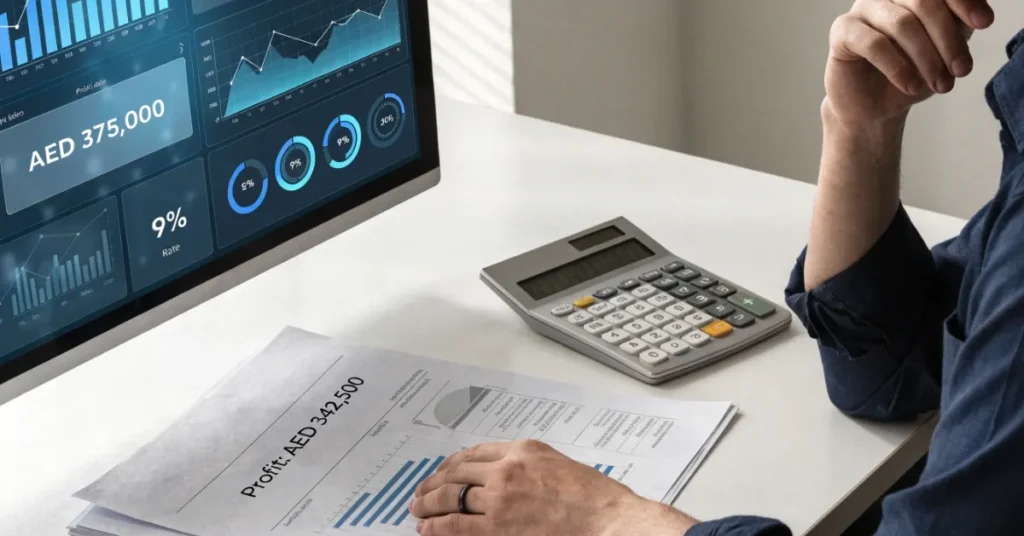 Corporate Tax Rate calculation process in the UAE showing taxable income assessment and financial reporting procedures.