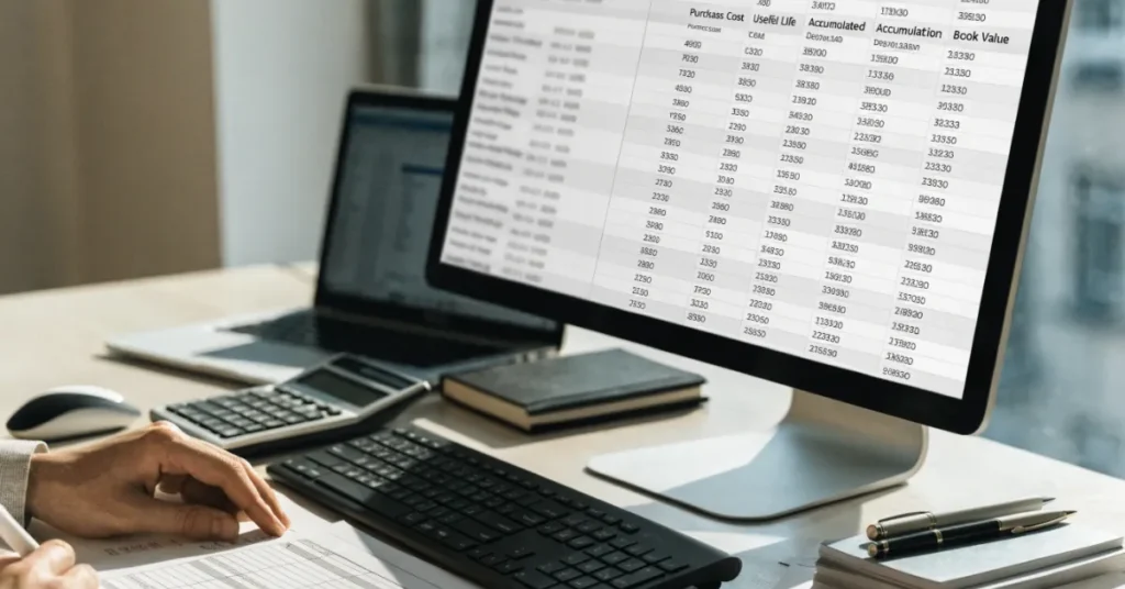 Depreciation Schedules showing preparation of a fixed asset register for accurate UAE accounting and financial reporting.
