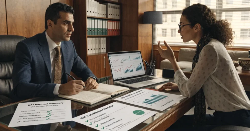 Filing VAT Return compliance support in UAE focused on timely VAT payments, penalty prevention, and accurate reporting.
