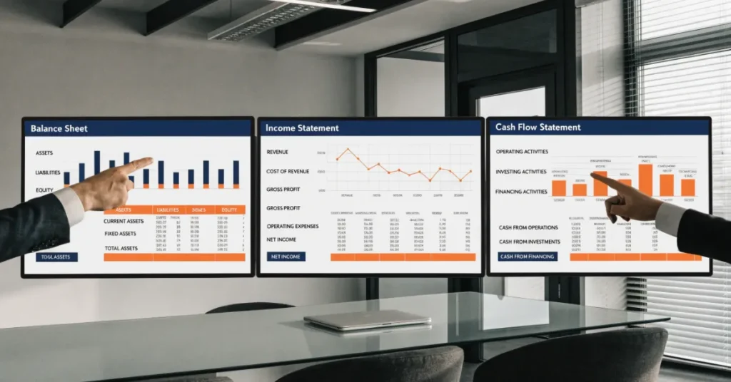 Financial Statements comparison showing balance sheet, income statement, and cash flow statement for better business decision-making.