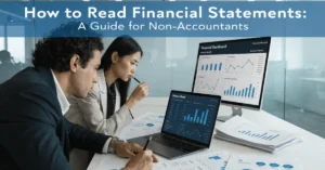 Financial Statements guide for non-accountants analyzing balance sheet, income statement, and cash flow reports in a professional business environment.