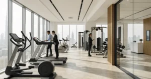 Modern gym facility representing a Fitness Center License UAE setup with professional fitness services and wellness business operations in the UAE.