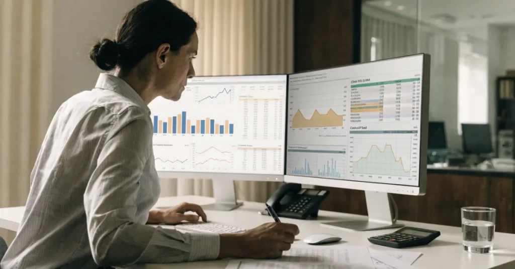 Financial professional using Inventory Accounting for inventory valuation, COGS calculation, and retail financial reporting.