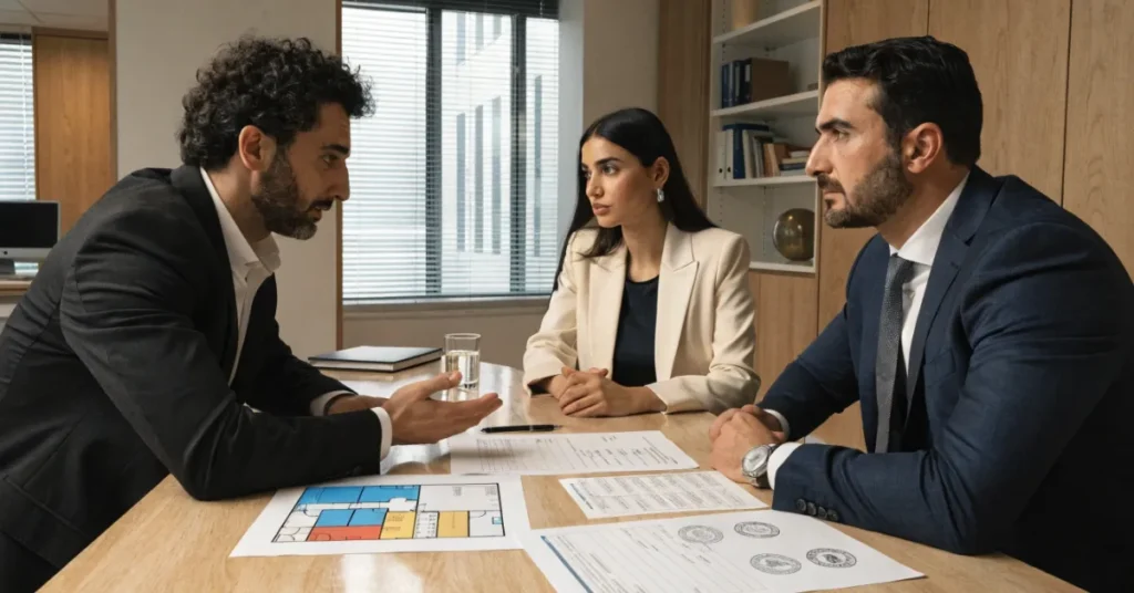 Medical Center License UAE regulatory approval process with healthcare consultants reviewing licensing and compliance documentation