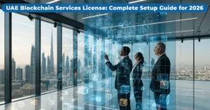 UAE Blockchain Services company setup and blockchain technology solutions in a modern corporate office environment in the UAE