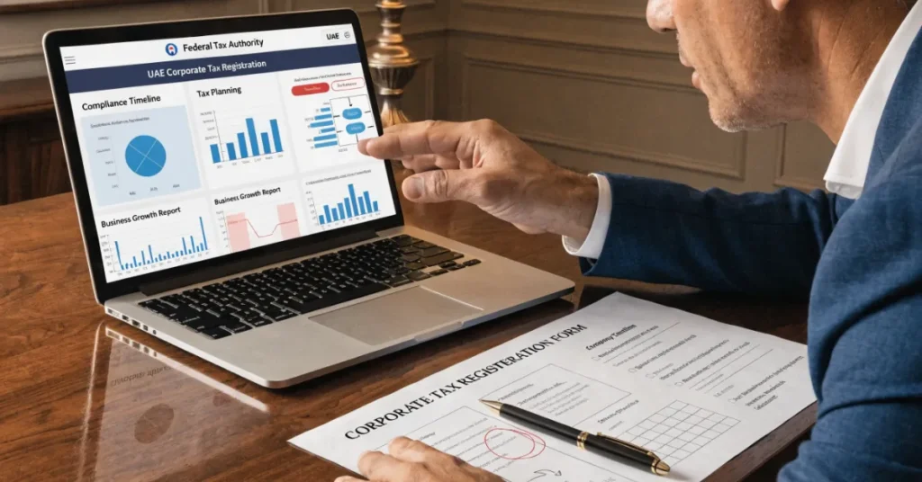 UAE Corporate Tax registration and strategic planning support for businesses operating in Mainland and Free Zones.