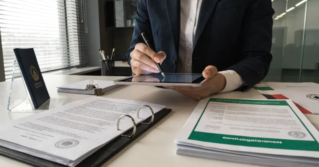 UAE Golden Visa application process with business documentation, eligibility verification, and residency approval requirements