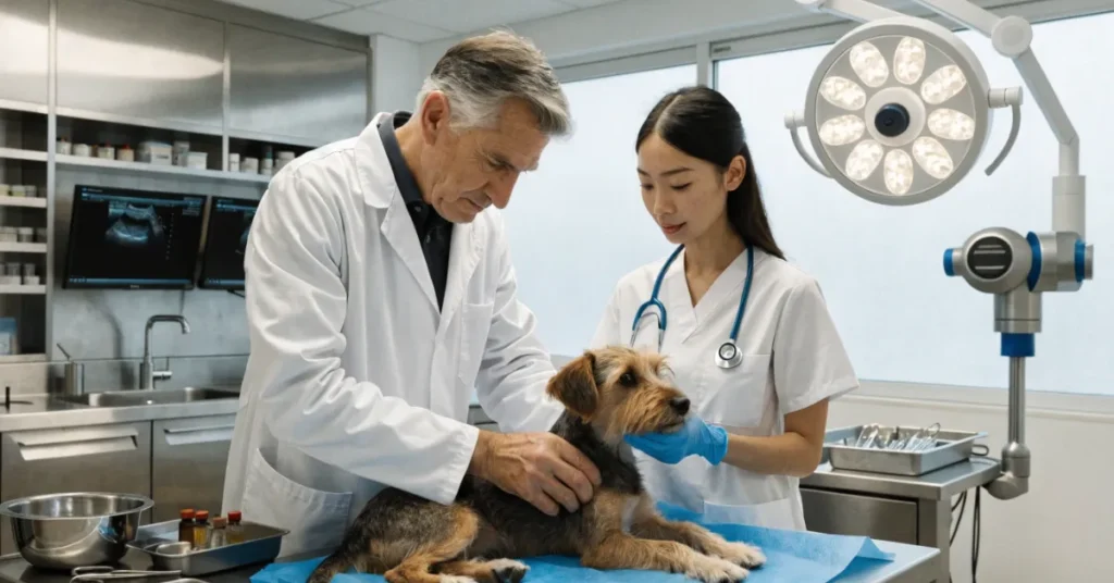 Licensed professionals delivering specialized animal healthcare services under a Veterinary Clinic License in a compliant UAE veterinary clinic.